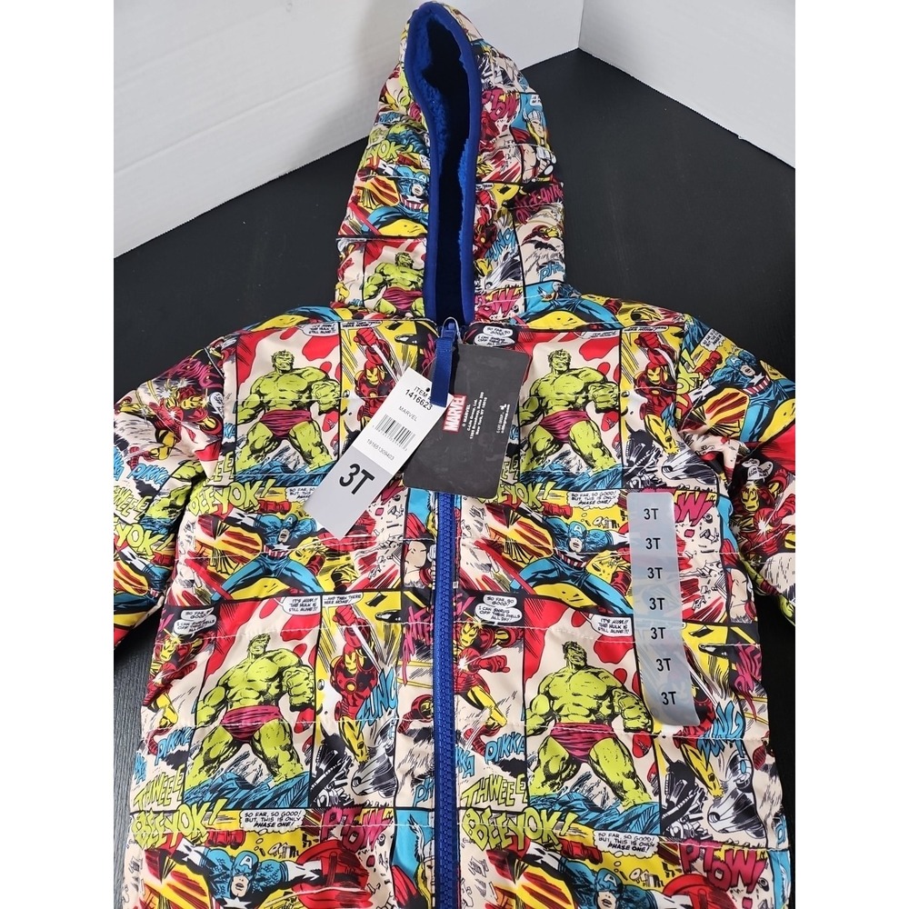 Marvel‎ Boy's Reversable Quilted Fleece Hooded Jacket (Avengers, Size 3T) NWT